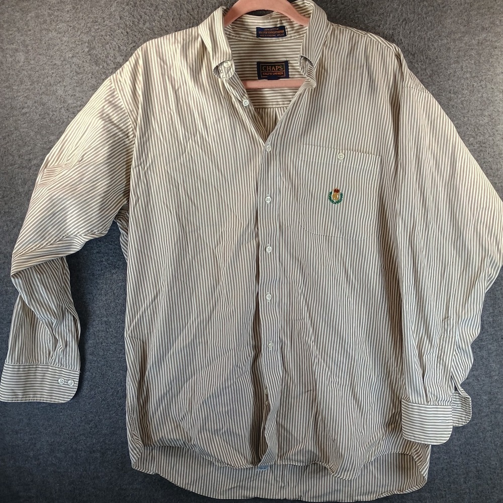 Chaps Ralph Lauren Button‎ Down Dress Shirt Mens 17-34/35 Striped
